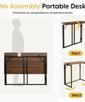 Grab-And-Go Foldable Desk With A 31.5 Inch Wood Top No Tools Needed folding setup process