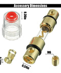 Two Pack In Line Fuse Holder For 4 And 8 Gauge Wiring With Four 100 Amp AGU Fuses Beefy Car Audio Power Protector Easy Install Durable Automotive Electrical Accessory For Safe Reliable Wiring, AGU fuse holder parts and M6 terminal dimensions