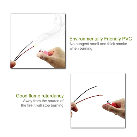 Demonstration of environmentally friendly PVC wire burning test with flame retardancy properties visible in 120 Pin Header Jumper Wires Kit.