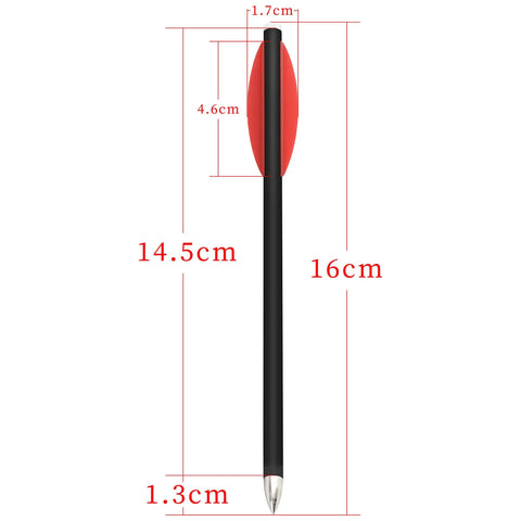 Six Pack 6.3 Inch Mixed Carbon Crossbow Bolts Arrows For Target Practice and Small Game Hunting with plastic vanes, dimensions marked in cm