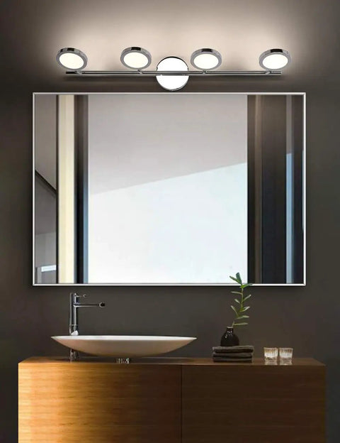 Modern 4 Light Chrome Bathroom Vanity Light Fixture With Adjustable Neck LED Wall Sconces Over Mirror For Home Bath Decor 29.92 Inches Long 4000K Easy Install Sleek Look