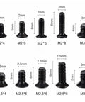 All In One Laptop Repair Screw Kit 500Pcs Black Zinc Plated M2 M2.5 M3 flat head screws for SSD motherboard electronics repair