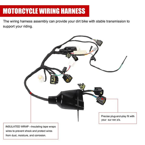 Full Main Wiring Harness Assembly For Electric Dirt Bike Light Bee X S Replacement Kit Black Rigorous Bike
