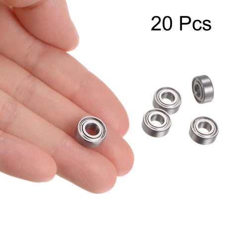 Person holding MR104ZZ Deep Groove Ball Bearing 4x10x4mm Chrome Steel Double Shielded, with 20 pieces visible.