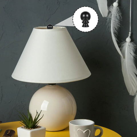 2 Pack Black Lamp Finials And Shade Toppers With Oil Rubbed Metal Nut Screw Cap Ball Knob Topper Decorative shown on table lamp