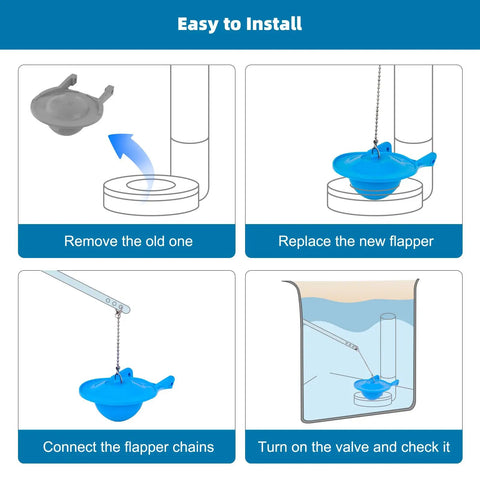 Two Pack 3 Inch Toilet Flapper Replacement For Gerber 99-788 Fits 3 Inch Flush Valves With Stainless Steel Chain Water-Saving Upgrade Easy Install Blue