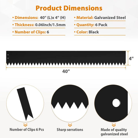 Dimensions diagram of Heavy Duty 4 Inch Galvanized Steel Landscape Edging Kit, 6 Pack Hammer In Border Edging For Lawn Pathway And Yard