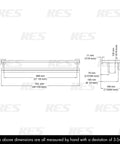 Technical drawing showing dimensions of Big Stainless Steel Towel Rack And Shelf With Two Bars, 29.37 Inch Wall Mount Shower Organizer