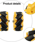Omnidirectional Mecanum Wheel Kit 80mm Diameter With ABS Rubber Grippy Treads, close-up showing wheel details