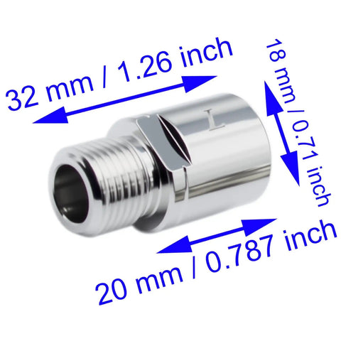 Heavy Duty Bike Pedal Extenders, Set Of Two, Metal Pedal Spacers For Standard Nine Sixteenth Inch Threaded Pedals shown with measurements