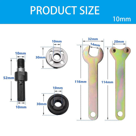 Drill To Grinder Conversion Kit With Angle Attachment Boss Grade Heavy Duty Steel Construction Includes Replacement Flange Nuts And Spanner Wrench Multi Function Attachment For Cutting Sanding And Grinding product size details