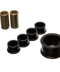 Heavy Duty Steering Rack And Pinion Mount Bushing Hyper Flex Polyurethane set with black bushings and metal sleeves.
