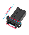 Rock Solid 2 Pin Fuse Holder Fixed Socket Drops Right In For No Sweat MPN 601047 dimensions shown on a black fuse holder.