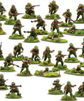 Pacific Theater US Marines Bolt Action 28mm miniatures set, unpainted plastic tabletop figures for WWII gaming and collectors.