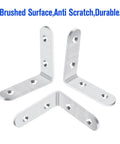 Heavy Duty 20 Pack 2.5 By 2.5 Inch Stainless Steel Corner Braces L Shaped Brackets With Wood Screws, brushed surface view