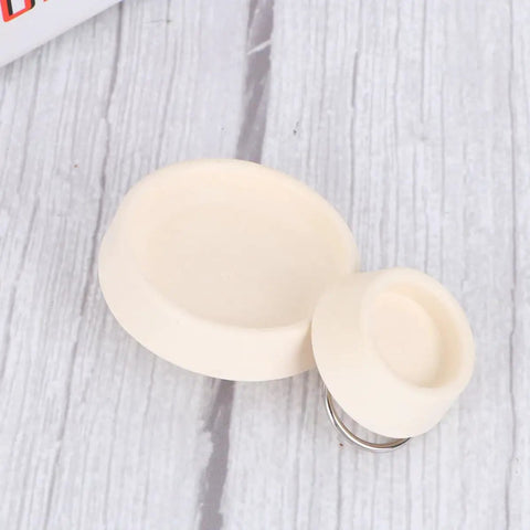 4pcs Rubber Drain Plug with Hanging Ring for Basin and Bathtub in soft beige, featuring two plug sizes and a ring for easy handling.