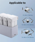 Three Channel Fast Battery Charger And Two Way Charging Hub for Mini 4 Pro And Mini 3 Series Drone Batteries, 30W PD Quick Charge