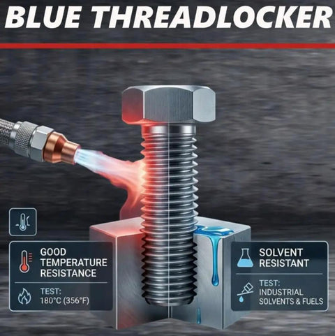 Blue Gel Thread Locker Medium Strength For Metal Fasteners 1.20 Oz Bottle in action resisting heat and solvents