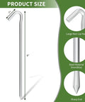 "Heavy Duty 9 Inch Metal Tent Stakes, 25 Pack, Anti Rust Galvanized Steel Ground Stakes with size details, 9-inch length."