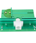 Heavy Duty Anodized Aluminum Router Lift Tool With Knockout Height Calibration And Rock Solid Flip Base Insert Plate, top view showing adjustments.