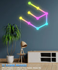 RGBW LED Wall Light Panels With WiFi Control Hexagon And Line Kit mounted on modern living room wall.