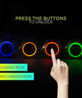 Hand pressing multicolor buttons for Next Level Four Color Metal Button Props With 12V Magnetic Lock