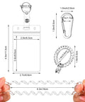 Grab And Go Two Card Wrist Coil ID Holder With Multitool Carabiner Clip and Stretchable Spiral Wristband Key Ring dimensions.