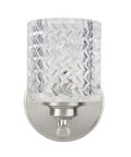 Four Light Metal Bathroom Vanity Wall Light Fixture In Brushed Nickel With Clear Glass Shades 31 And A Half Inches Wide