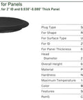2 Inch Flush Mount Black Polyethylene Hole Plug For Sheet Metal For 2 Inch ID Holes Panel Thickness 0.03 To 0.08 Inches Head Diameter 2 3/8 Inches Pack Of 10