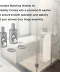 Badass Stainless Steel Framed Shower Door Hinge Pins With Washers Slick Bathroom Hardware Fix Fits 5/16 Inch Continuous Hinges, includes matching washer.