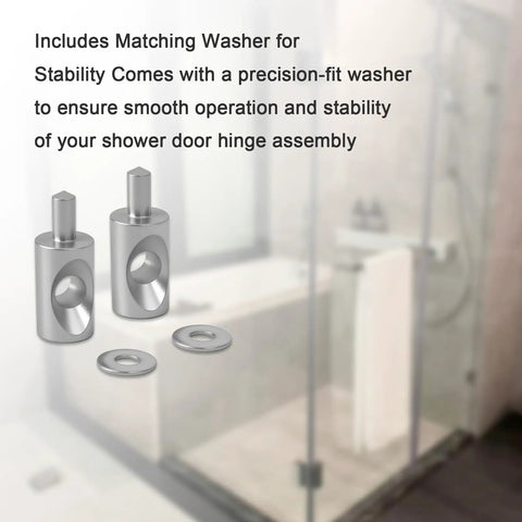 Badass Stainless Steel Framed Shower Door Hinge Pins With Washers Slick Bathroom Hardware Fix Fits 5/16 Inch Continuous Hinges, includes matching washer.