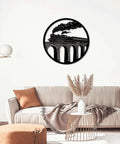 Vintage Steam Locomotive Metal Wall Art For Indoor And Outdoor Decor Dope Iron Silhouette Sign For Living Room Office Apartment Exquisite Home Decoration Black 16 Inch displayed over a sofa.