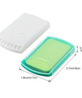 On The Go Hand Soap Sheets For Travel And Outdoors in compact white and teal case, dimensions labeled, dissolves in water for quick lather.