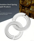 Big 1200Pcs M8 201 Stainless Steel Spring Lock Washers Set for Industrial and DIY Projects, Rust Resistant and Heat Proof, Inner Diameter 0.342in, Thickness 0.083in, Wide 0.087in, Opening 0.207in, Strong Elastic Locking Force, silver split washers