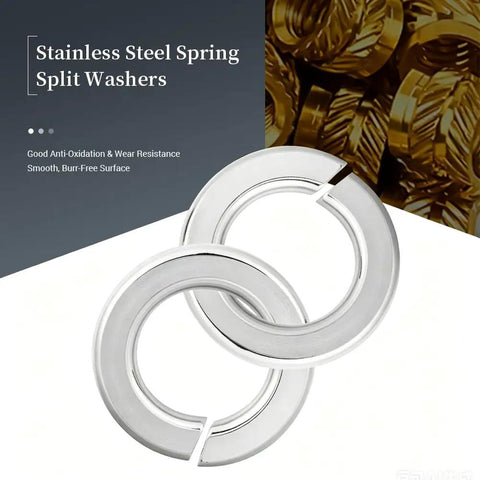 Big 1200Pcs M8 201 Stainless Steel Spring Lock Washers Set for Industrial and DIY Projects, Rust Resistant and Heat Proof, Inner Diameter 0.342in, Thickness 0.083in, Wide 0.087in, Opening 0.207in, Strong Elastic Locking Force, silver split washers