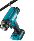 Cordless Heat Gun With Variable Temperature Up To 1022F And Dual Airflow 4.2 to 7.1 CFM hanging on pipe, no battery
