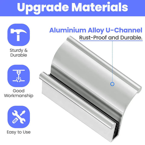 Hella Smooth Chrome Shower Door Handle For Frameless Sliding Glass Doors 3 Inch Beefy Grip Aluminium Alloy U-Channel image.