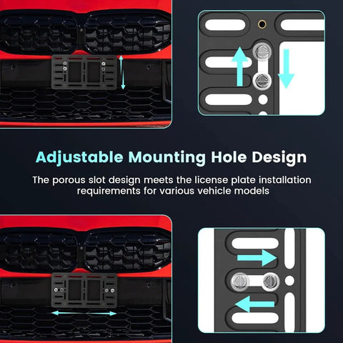 Front License Plate Mounting Bracket With Hardware And Zip Ties Universal Vehicle Tag Frame Cover Kit on car bumper
