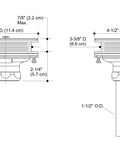 Technical diagram of Brushed Bronze Duostrainer Style Sink Strainer With 1.5 Inch Drain, fitting sizes and dimensions shown.
