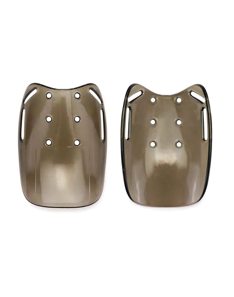 Pair of Metatarsal Guard For Safety Footwear, Built Tough Polycarbonate Shield For Metatarsal Protection, shown front view.