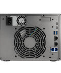 Back view of Badass Six Bay Network Attached Storage featuring AMD Ryzen Quad Core and USB4 ports for connectivity.