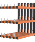 Heavy Duty Wall Mount Lumber Rack With Nine Level System Holds 1080 Lb For Garage Wood Storage Six Pack Orange Metal Organizer side view
