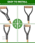 D Grip Handle For Metal Shovel Replacement With Wooden Grip 32mm Inner Diameter Ergonomic Y Type Design shown in four angles