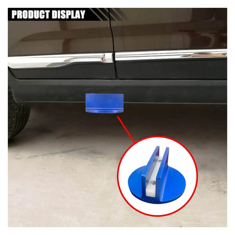 Magnetic Jack Pad 0.37 Inch Slotted Aluminum Grooved Jack Puck Pinch Weld Frame Rail Adapter installed under car for protection