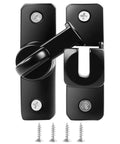 Heavy Duty 90 And 180 Degree Flip Barn Door Lock For Cabinets, Sliding Doors, Bathrooms, And More, Thick Solid Zinc Alloy Latch, Black Finish