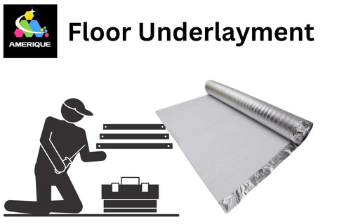 Top Shelf Heavy Duty Flooring Underlayment 400 Sq Ft 1.5 Mm Thick Workhorse Foam Pad With Tape And Vapor Barrier rolled with installation graphic.