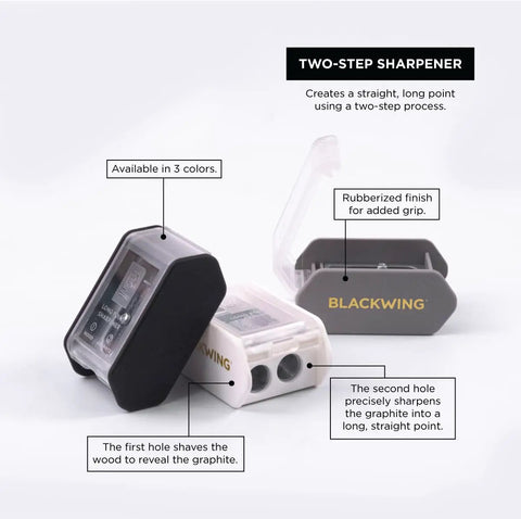 Two Step Long Point Pencil Sharpener With German Steel Blades In White Matte Finish for Pro Grade Precision Wood and Graphite Sharpening