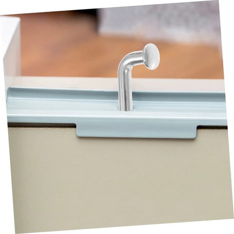 Dang Solid Heavy Duty Pallet Rack J Bolt Safety Pins 100 Pack sturdy metal pin inserted in warehouse shelf frame.
