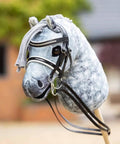Leather Hobby Horse Double Bridle Set With Functional Buckles, Two Reins And Two Bits, Real Dressage Style with Noseband