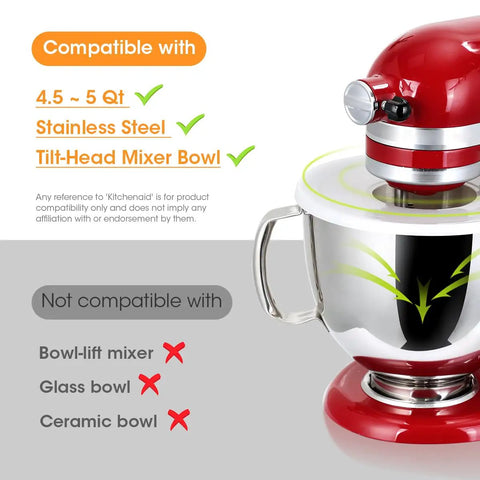Mixer Bowl Covers Splatter Guard Lids For 4.5 To 5 Quart Tilt Head Stand Mixer Two Pack Keeps Mess Down And Contents Fresh